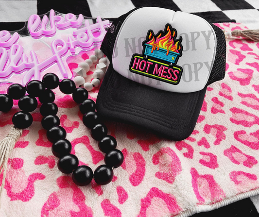 Neon Hot Mess Dumpster Fire Faux Hat Patch