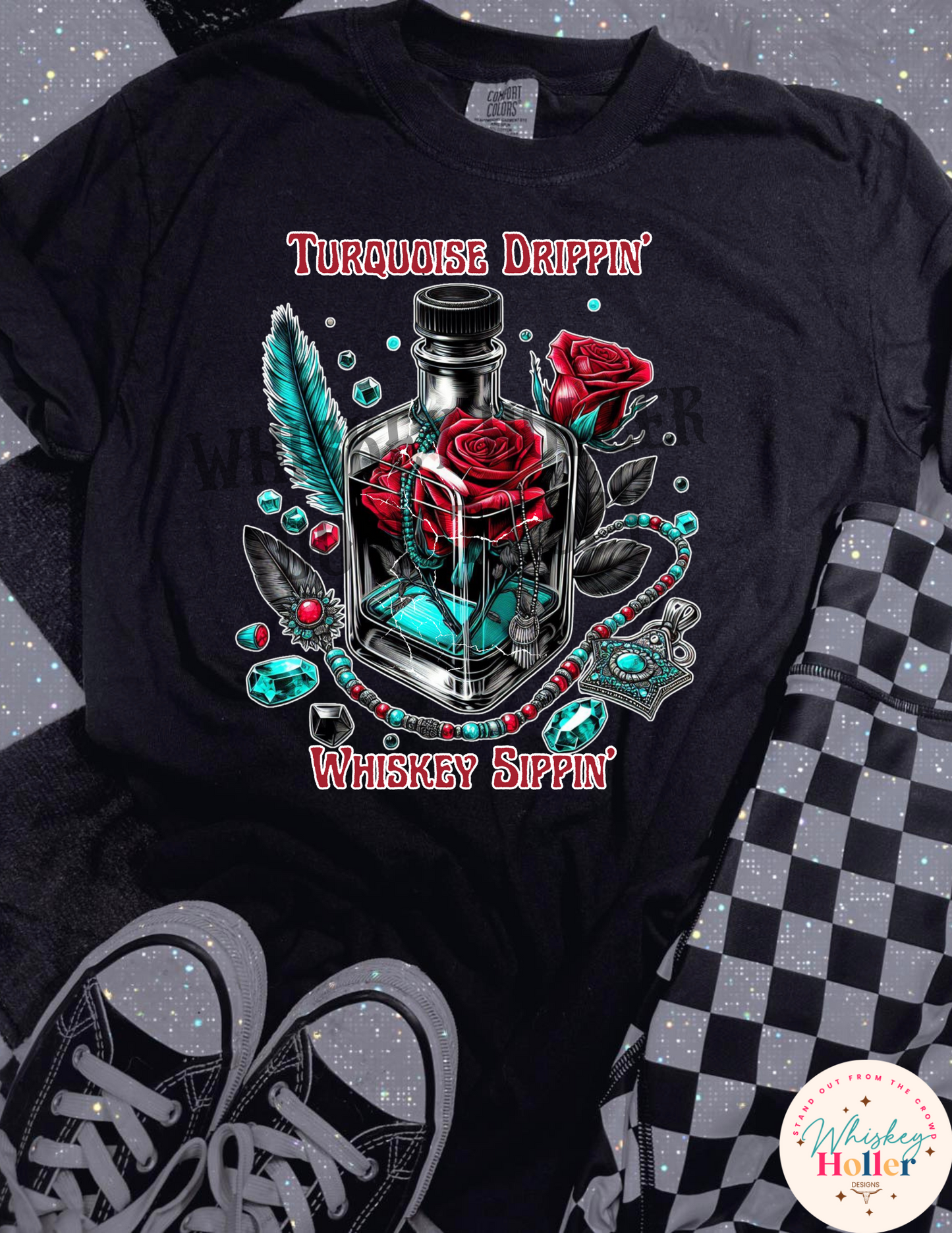 Turquoise Drippin' Whiskey Shirt DTF