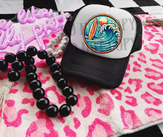 Bright Surf Waves Faux Hat Patch