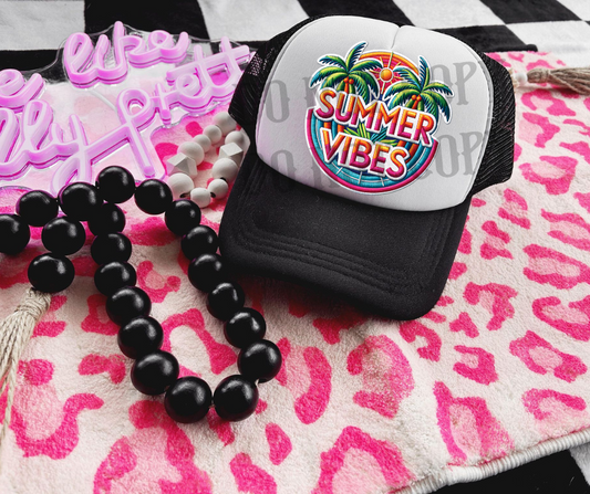 Neon Summer Vibes Palm Trees Hat Patch